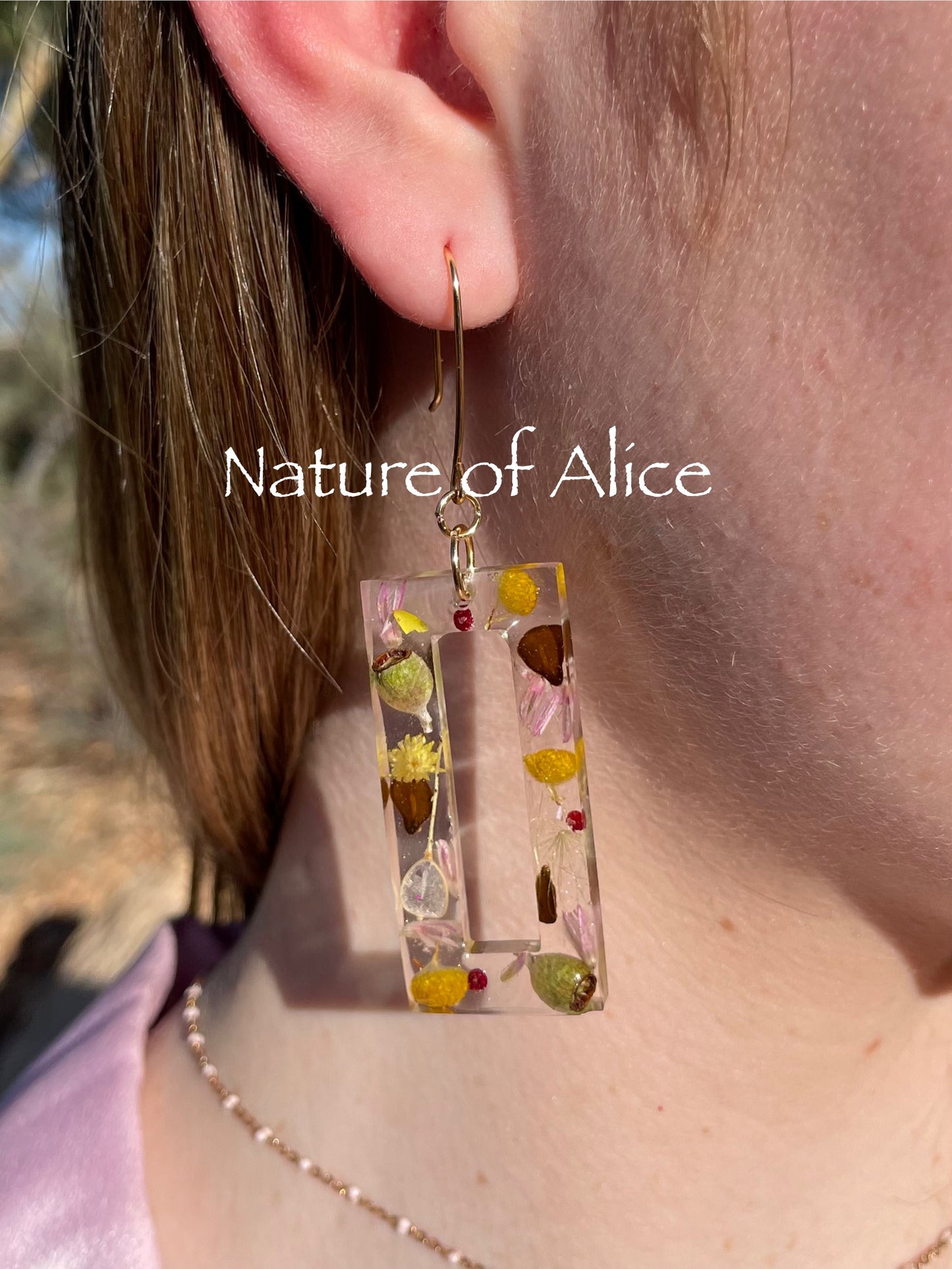 Central Australian Wildflower Earrings - Rectangle