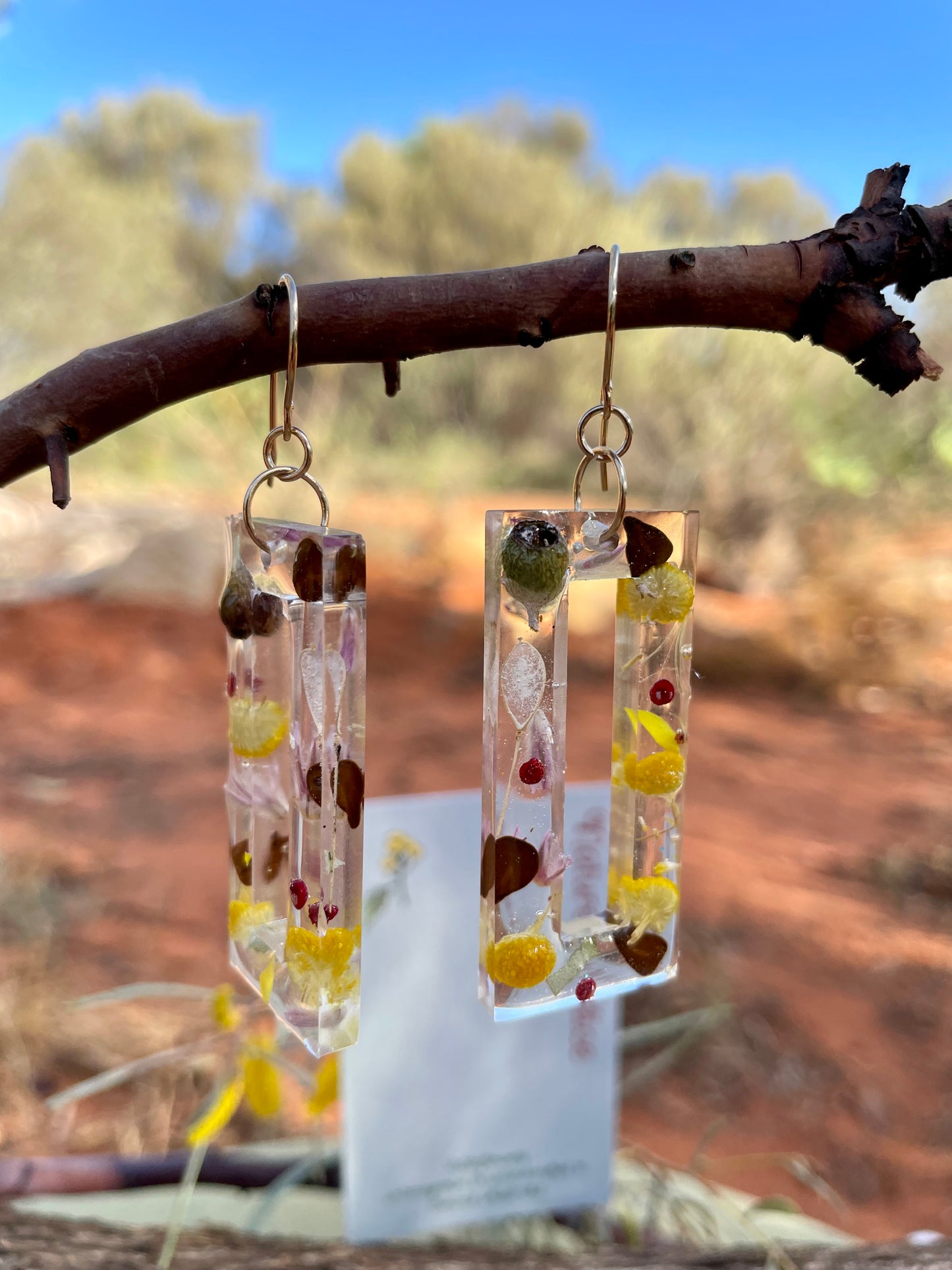 Central Australian Wildflower Earrings - Rectangle
