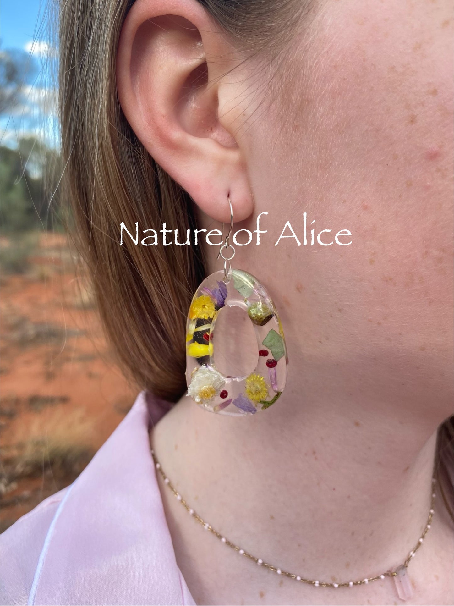 Central Australian Wildflower earrings - Oval