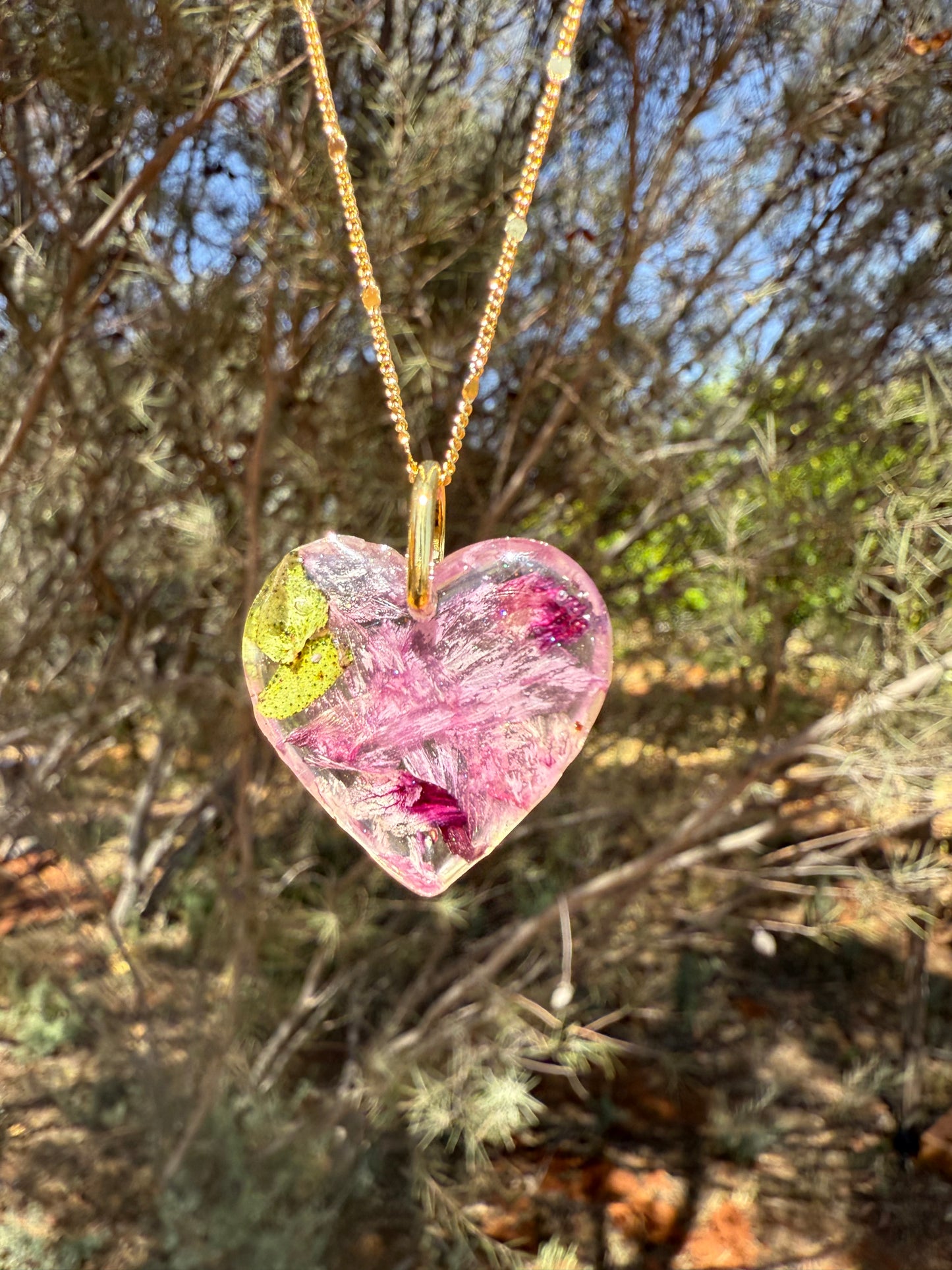 The Desert Rose set - Heart Pendant and Earring Studs