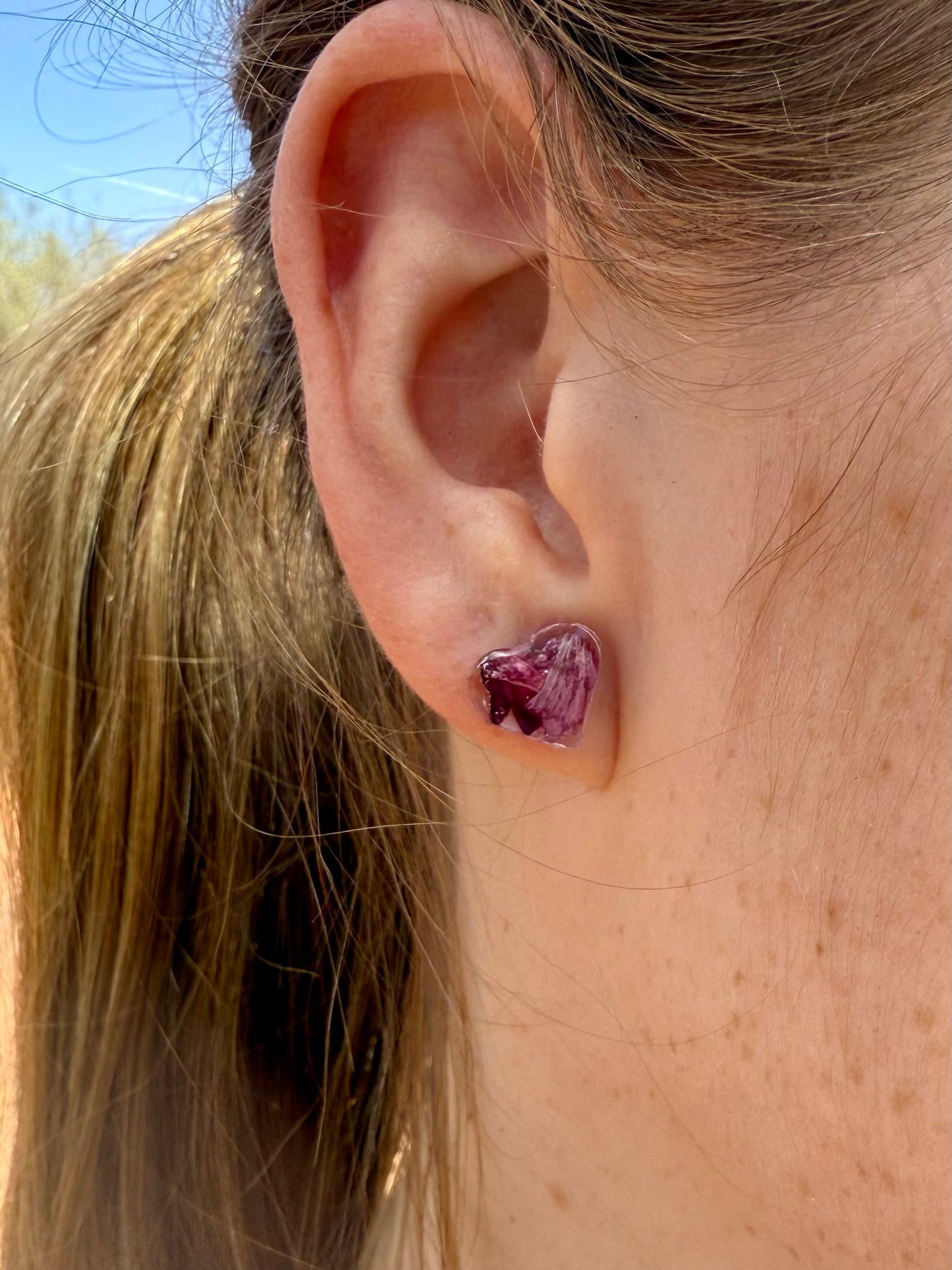 The Desert Rose set - Heart Pendant and Earring Studs